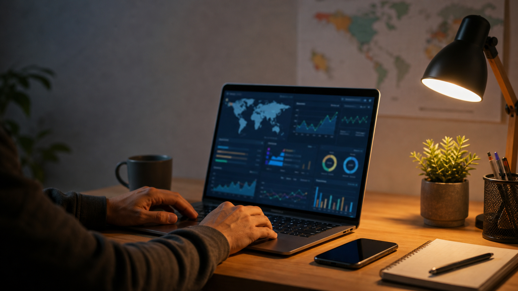 Không gian làm việc MMO với dashboard theo khu vực
